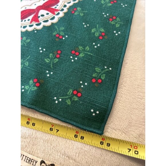 VTG Sunweave Linen Christmas Tablecloth Poinsettias Red & Green 69X49" rectangle - Picture 5 of 8